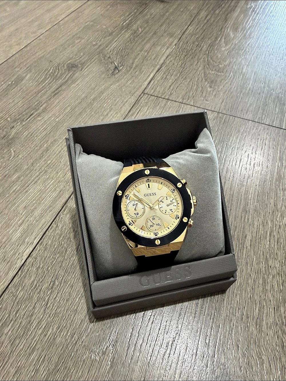 Guess Athena Multifunction Watch GW0030L2 Black & Gold NWT